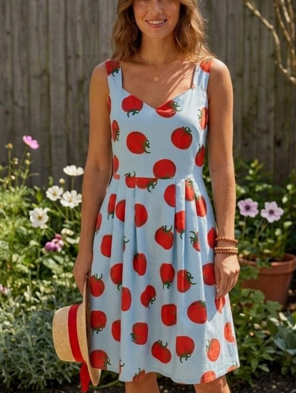 COMPAÑIA FANTASTICA Tomato Collection Lined Sundress, Designed in Spain - Picture 2 of 16